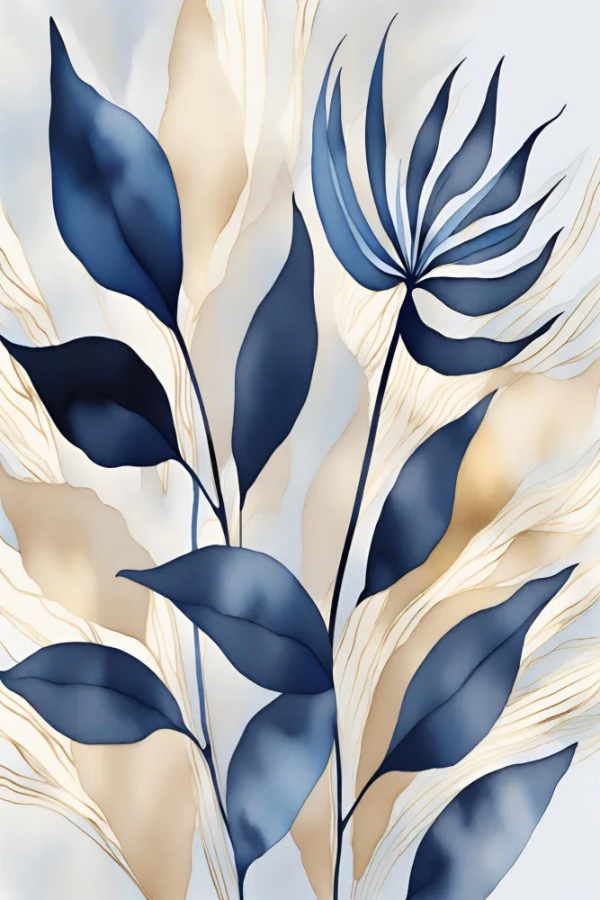 Moss, Ann Sally: Blätter in Blau 3