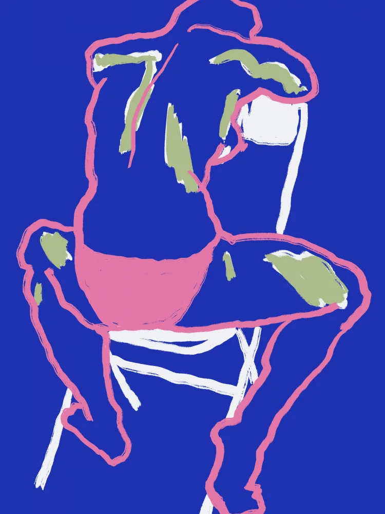 Dean, Little: Blue nude line art