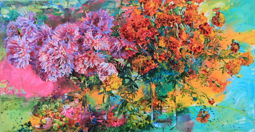 Kutsachenko, Andrii: Chrysanthemums and marigolds