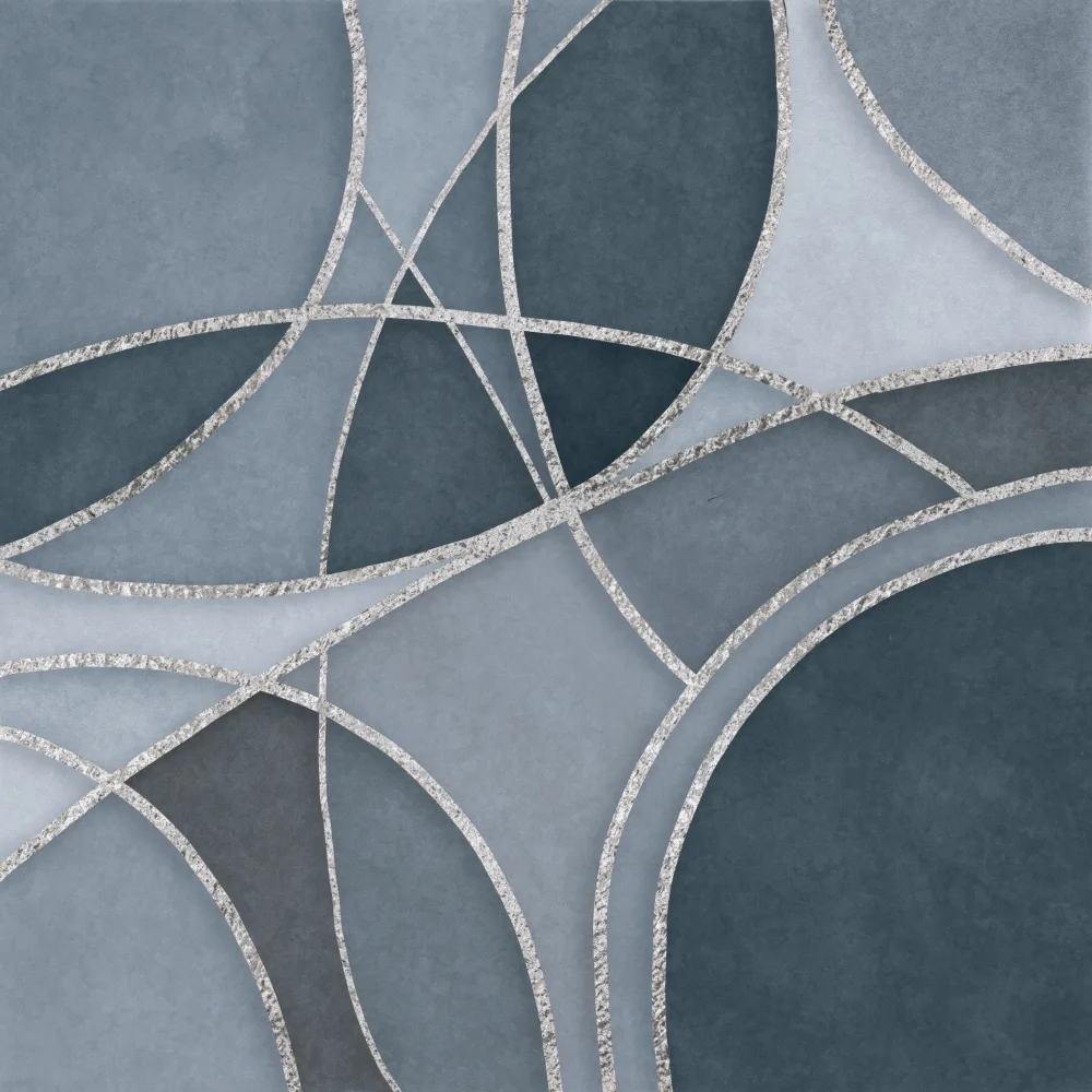 Haase, Andrea: Redondo Abstractos Azul Gris Plata