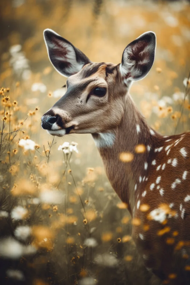 Treechild: Deer In Flower Field