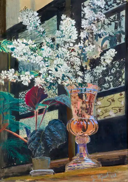 Wyczółkowski, Leon: Flowers on the background of the window