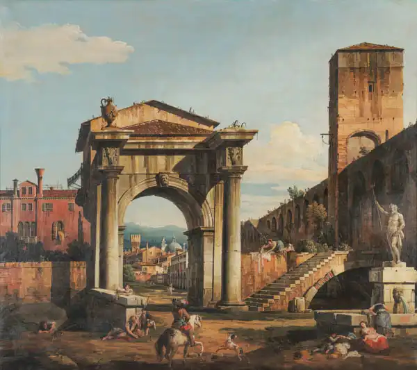 Bellotto, Bernardo: Caprice with Town Door and Town of Veneto