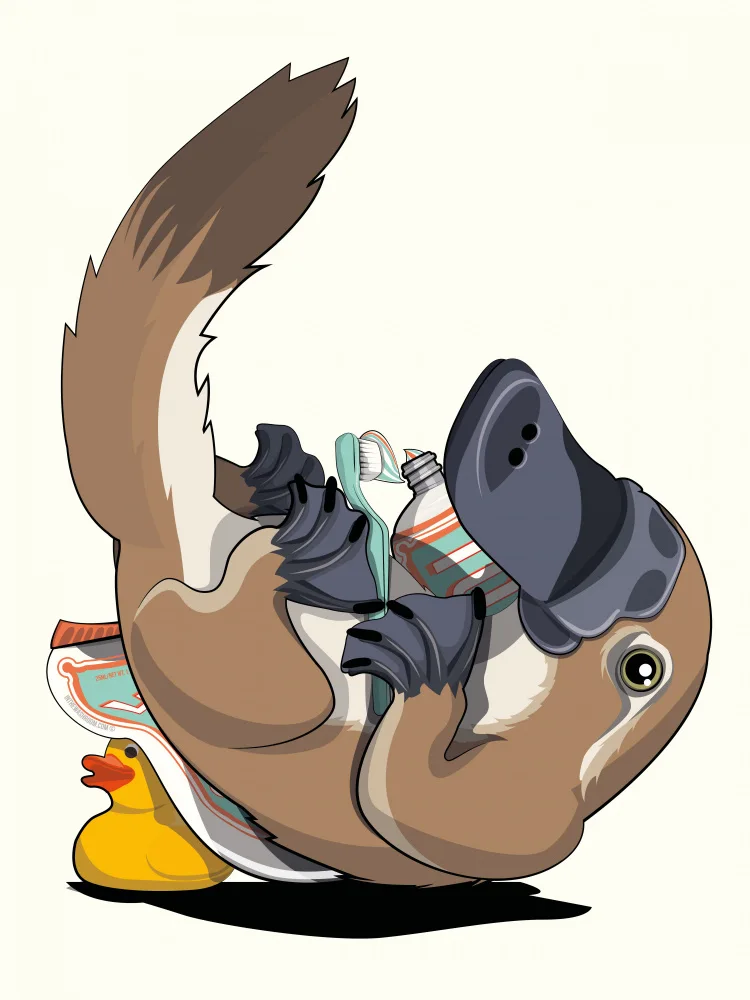 Washroom, The In: Australian Platypus Cleaning Teeth