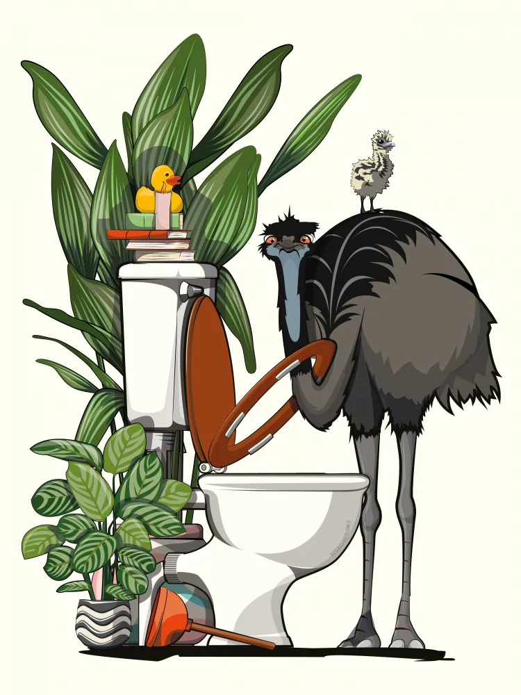 Washroom, The In: Emu Using the Toilet