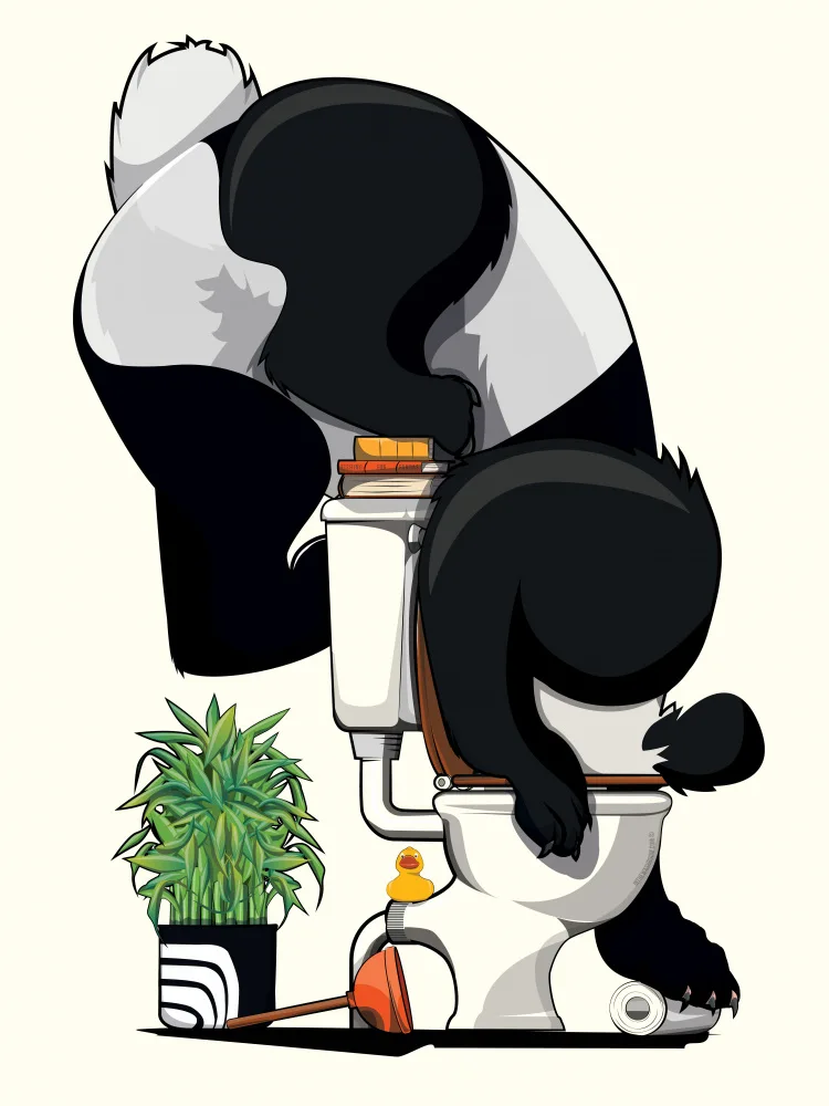 Washroom, The In: Panda Bear With Head In Toilet