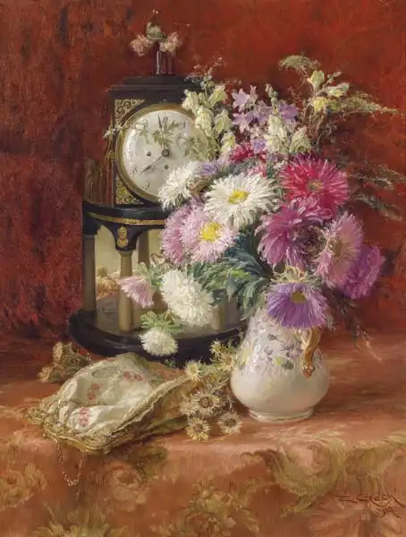 Czech, Emil: Still Life with Antique Clock