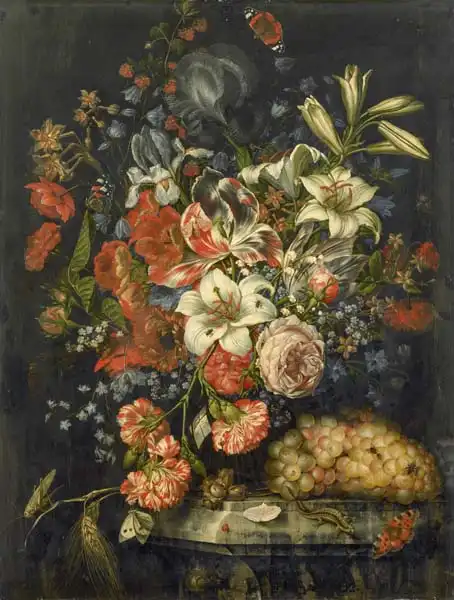 Elliger, Ottmar, the elder: Still life with flowers and fruit