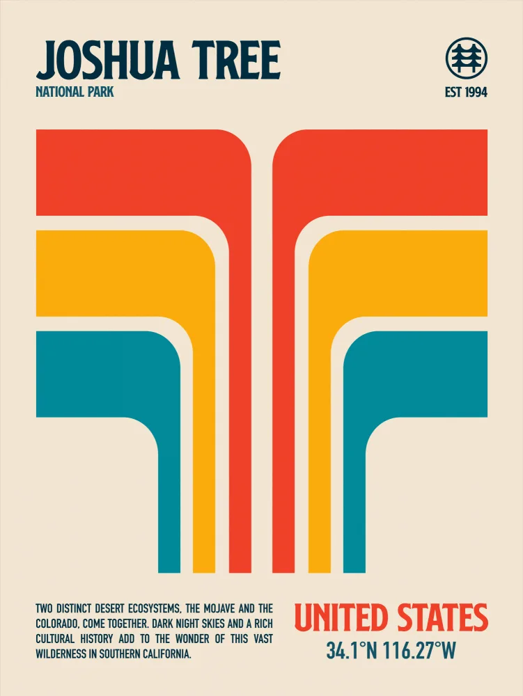 Retrodrome: Poster di viaggio del Parco nazionale di Joshua Tree