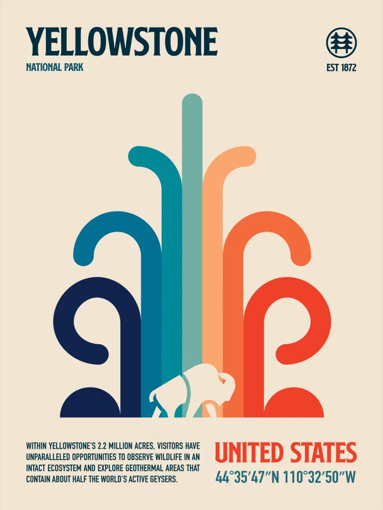 Retrodrome: Yellowstone National Park Travel Poster