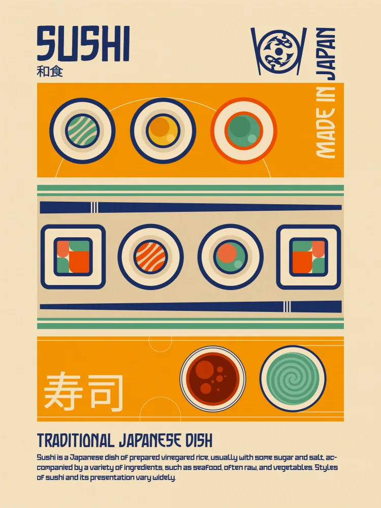Retrodrome: Sushi Japanese Food Print