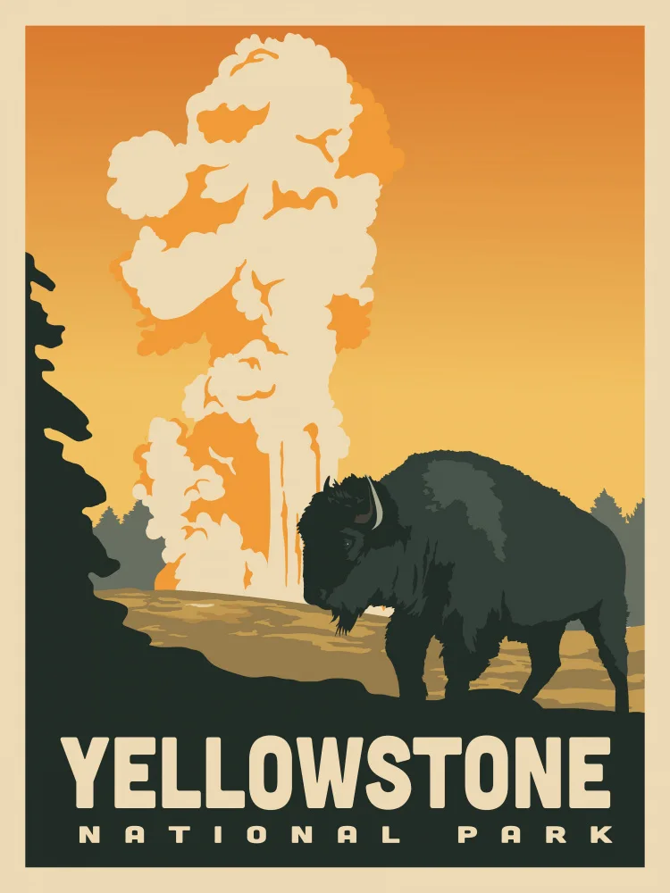 Retrodrome: Yellowstone National Park Travel Print