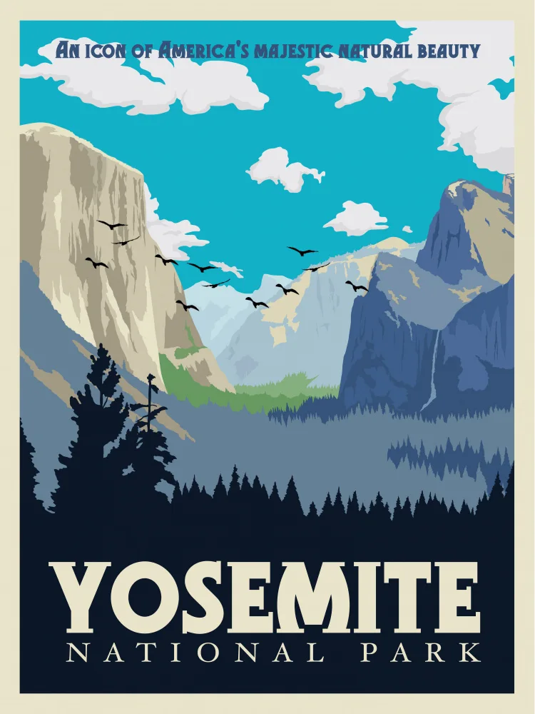Retrodrome: Yosemite National Park Travel Print