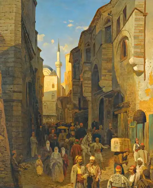 Karl Paul Themistocles: A Busy Street in Tangiers