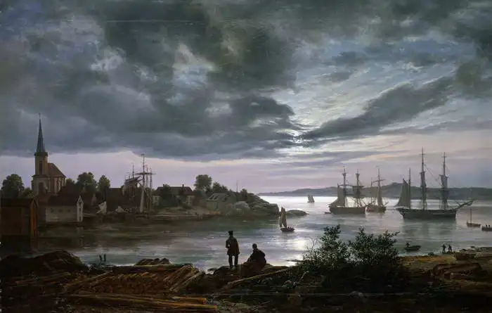 Dahl, Christian Johan: Larvik moonlight