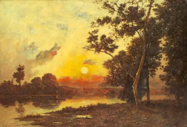 Richet, Leon: Sunset over the river