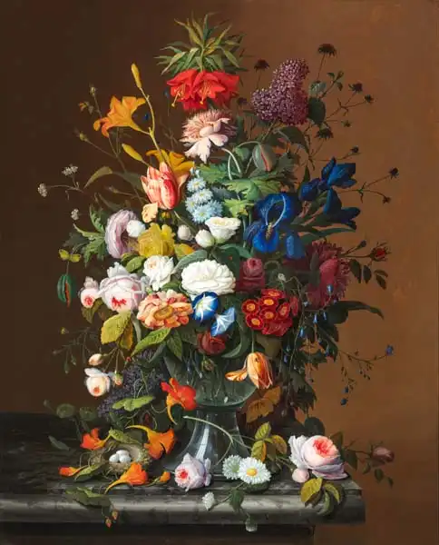 Roesen, Severin: Flower Still Life with Bird Nest