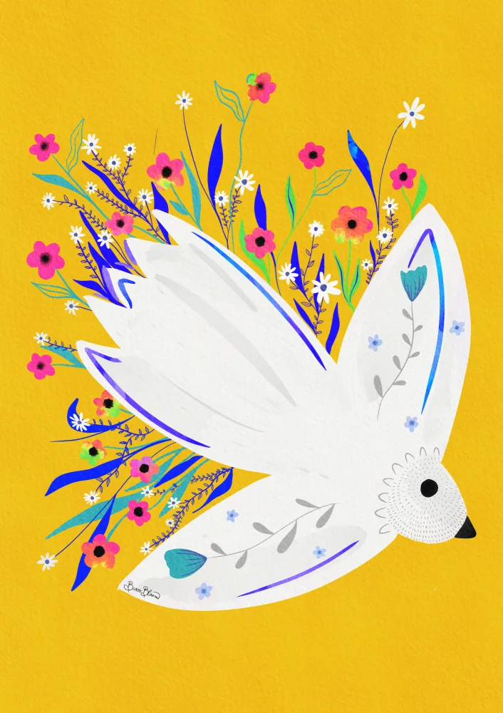 Bloom, Baroo: Illustrazione dell'uccello nell'illustrazione dei fiori