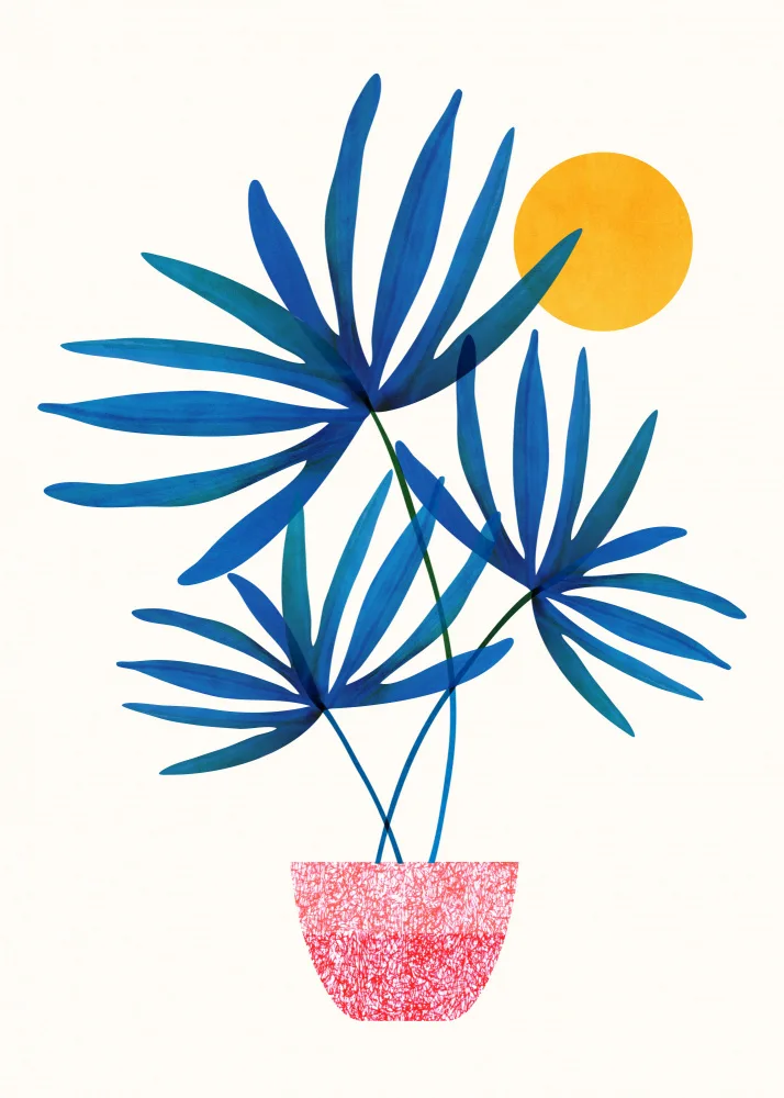 Gallagher, Kristian: Palmiers ensoleillés Bleu 5x7