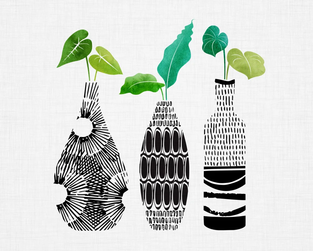 Gallagher, Kristian: Bw Tribal Vases Wide