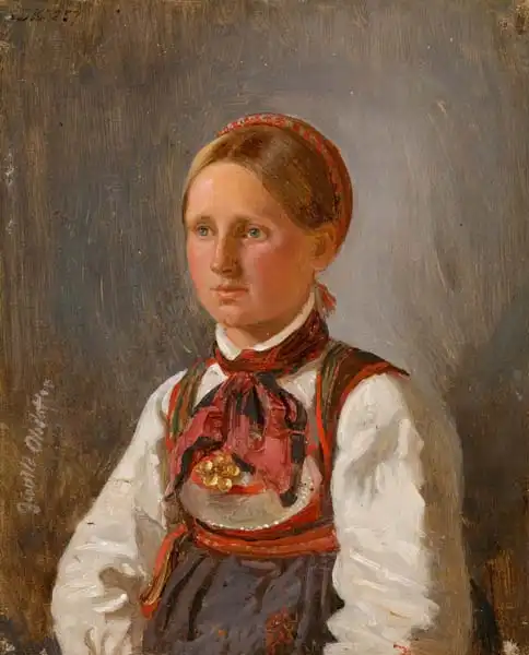 Tidemand, Adolph: Portrait of Gunild Olsdatter from Tinn