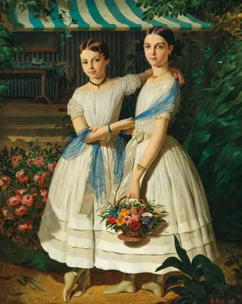 Russ, Franz: Portrait of two sisters in the garden