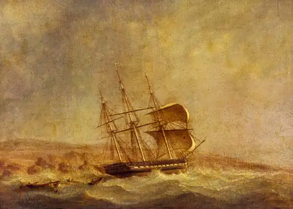 Schetky, John Christian: HMS Pique off Point Forteau, 23 September 1835
