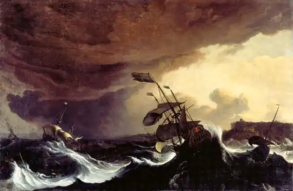 Bakhuizen, Ludolf: Ships in a Stormy Sea off a Coast