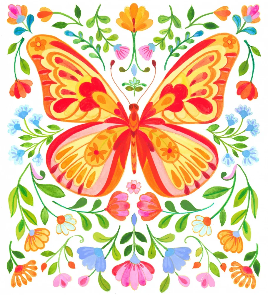 Brent, Isabelle: Butterfly Folk Art 01