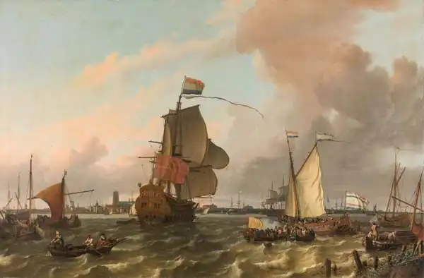 Bakhuizen, Ludolf: The Man-of-War Brielle on the River Maas off Rotterdam
