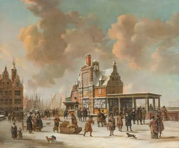 Beerstraaten, Jan: The Paalhuis and the Nieuwe Brug, Amsterdam, in the Winter