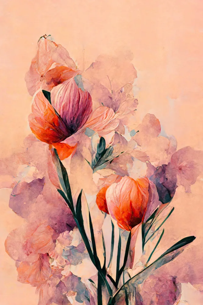 Treechild: Abstract Coral Flowers (Peach)