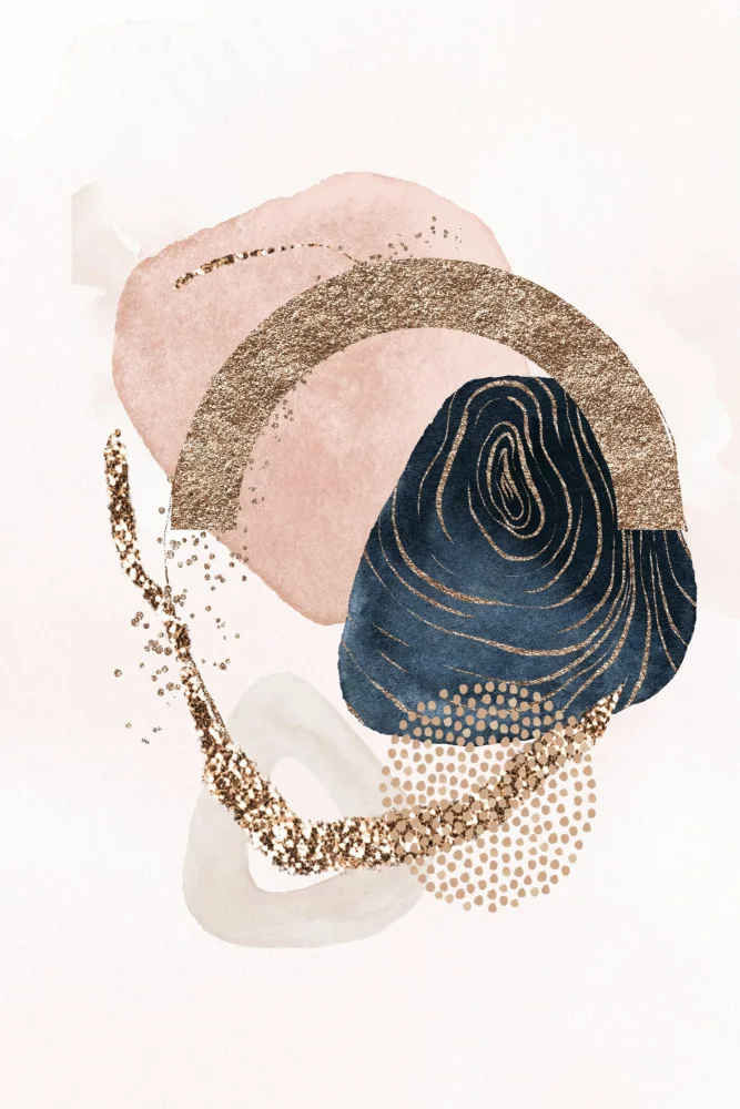 Moss, Ann Sally: Abstract in Pink and Navy-1