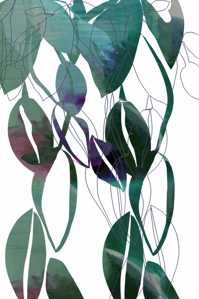 cartissi: Botanical Leaf Print Art In Navy Blue 4