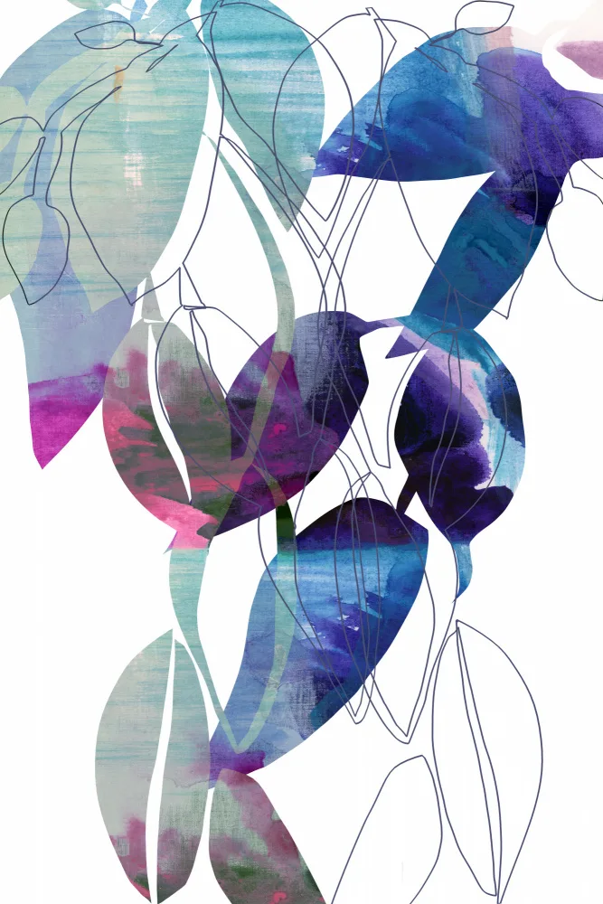 cartissi: Botanical Leaf Print Art In Navy Blue 2