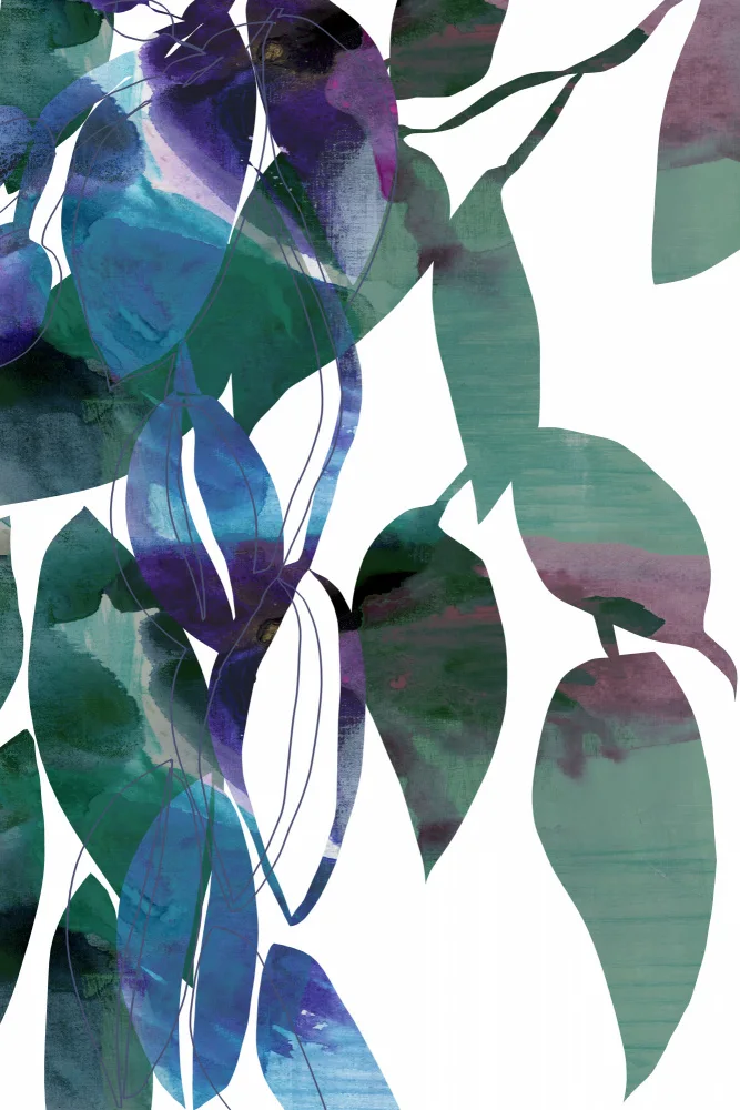 cartissi: Botanical Leaf Print Art In Navy Blue 1