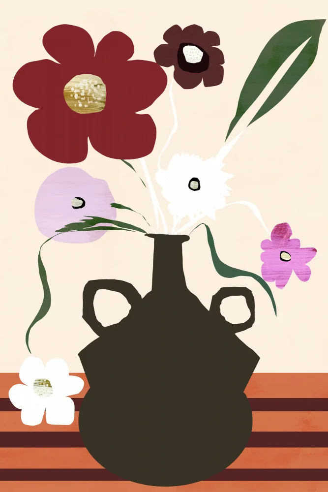C, Project: Red and Earthy Flower Vase 1