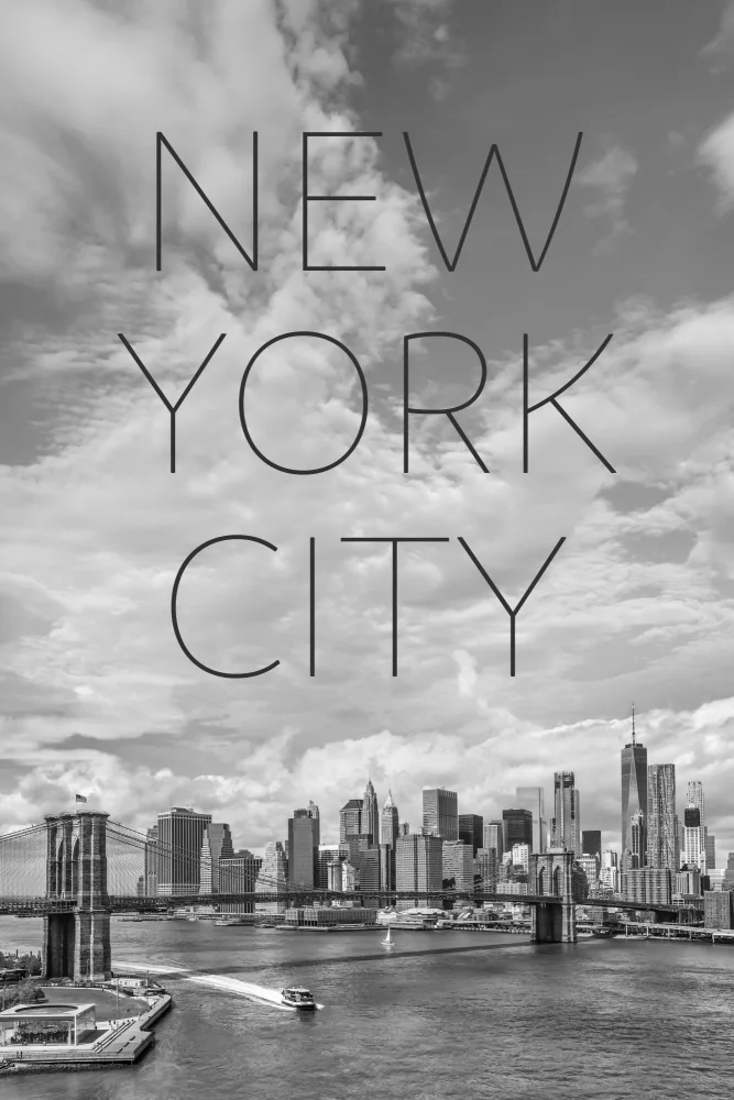Viola, Melanie: Pont de Brooklyn à New York et Lower Manhattan | Texte et horizon