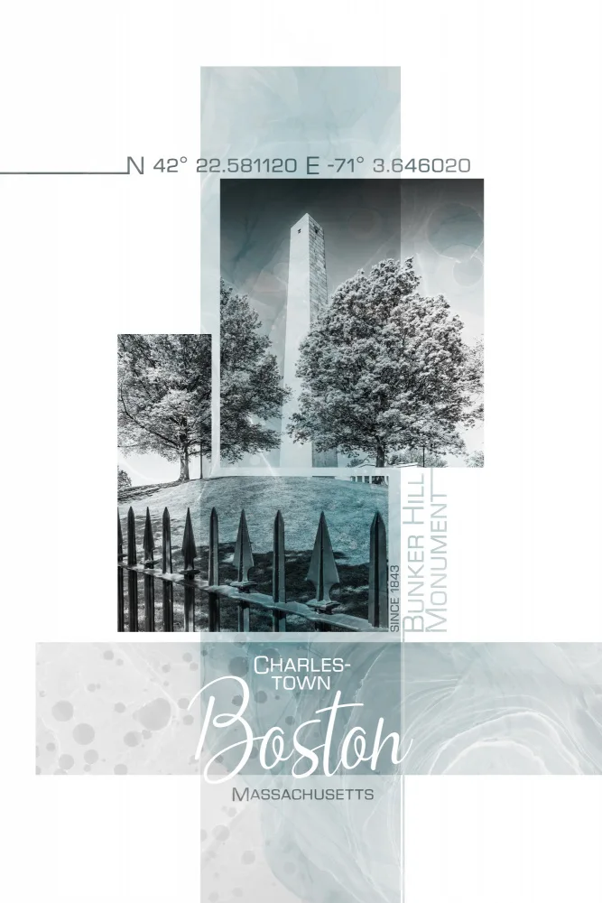 Viola, Melanie: Poster Art BOSTON Bunker Hill Monument | türkisfarbener Marmor