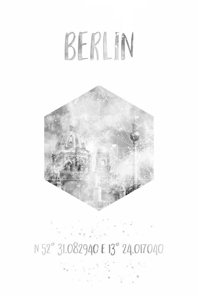 Viola, Melanie: Coordonnées CATHÉDRALE DE BERLIN ET TOUR DE TÉLÉVISION | aquarelle monochrome