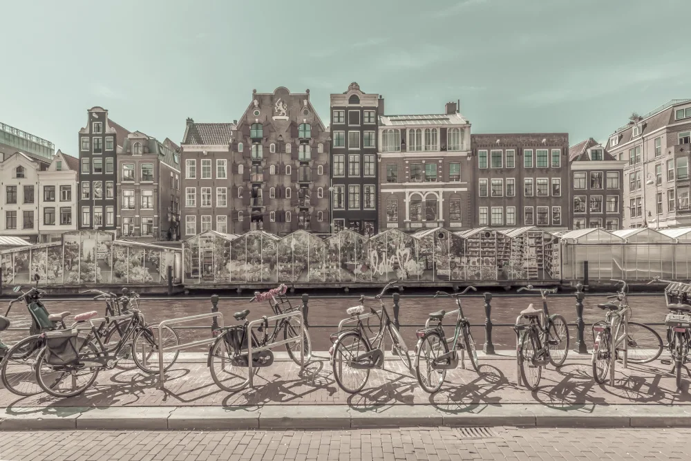 Viola, Melanie: AMSTERDAM Canale Singel con mercato dei fiori | stile vintage urbano
