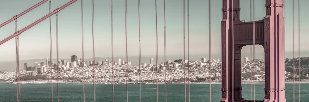 Viola, Melanie: Panorama del ponte Golden Gate | stile vintage urbano