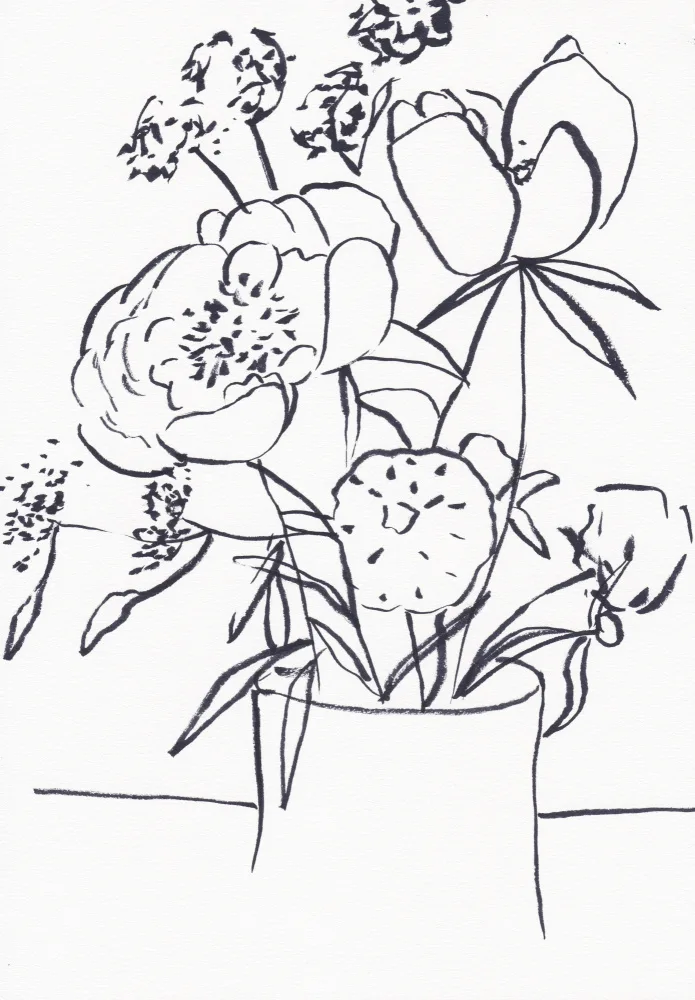 Lindstrom, Christine: Grand motif floral noir et blanc