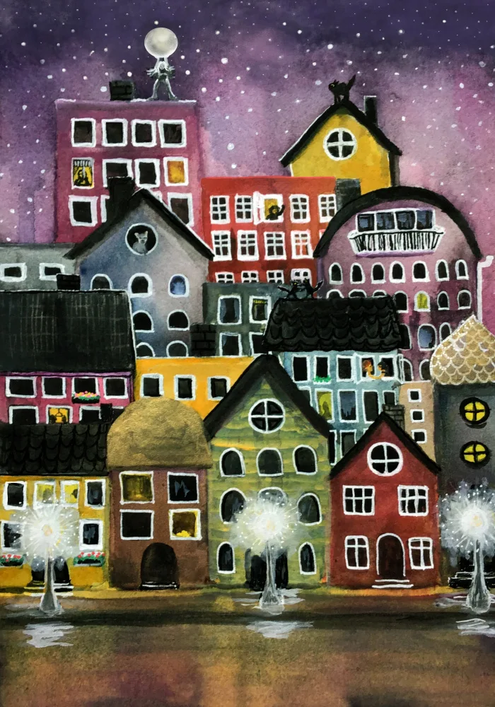 Lindblom, Monica: Small town in the evening