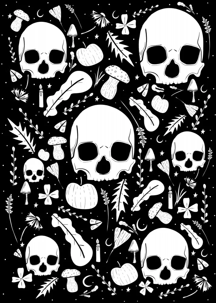 Wade, Stephen: Black and White Autumn Skulls