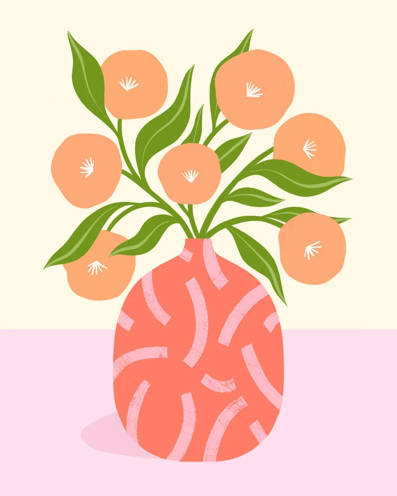 Donne, Melissa: Flowers in Coral Vase