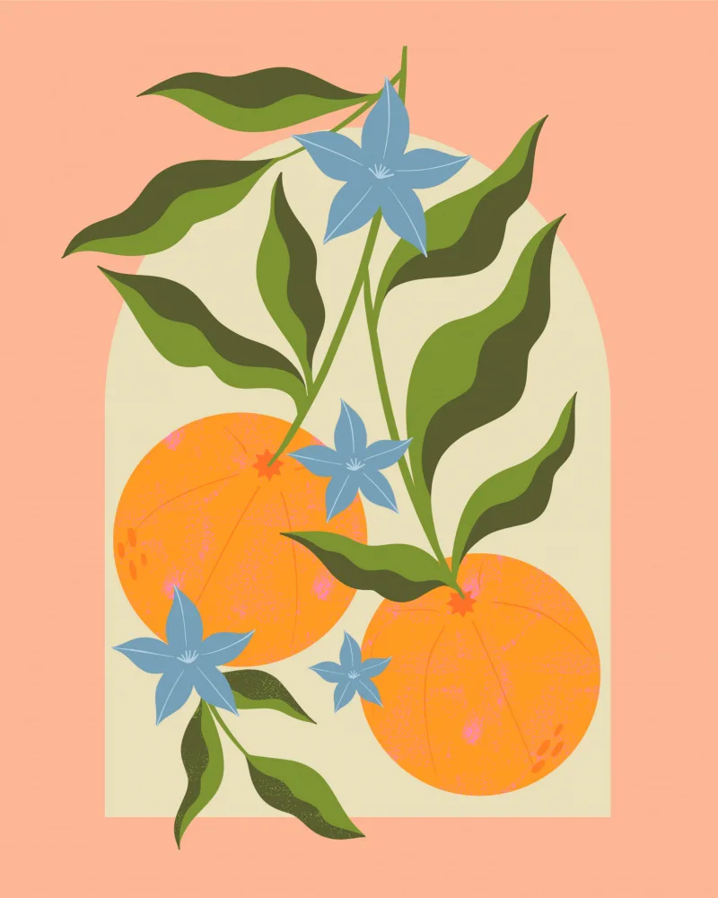 Donne, Melissa: Orange Branch with Flowers