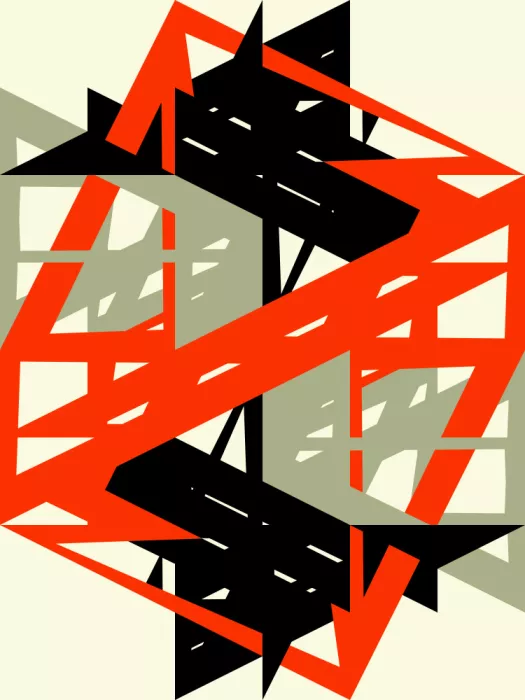 Strnad, Petr: Dynamic Red and Black Angular Shapes