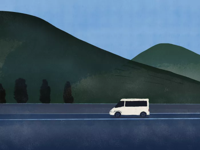 Dean, Little: Weißer Minivan