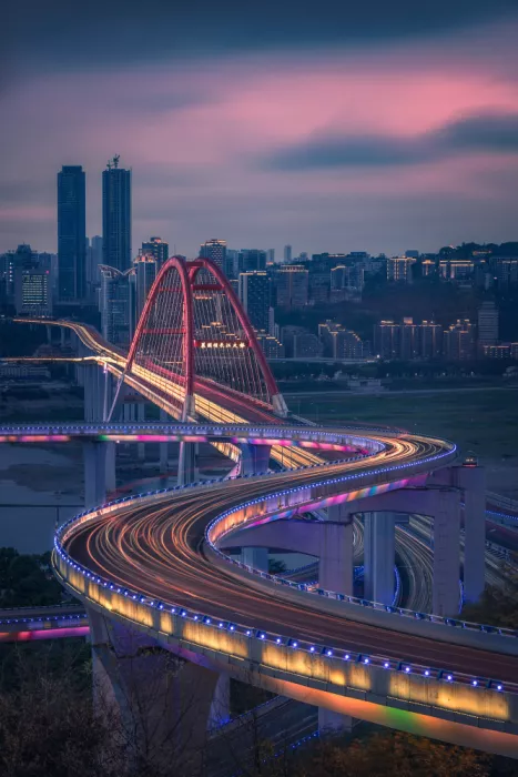 Xu, Mei: Caiyuanba-Brücke zur blauen Stunde